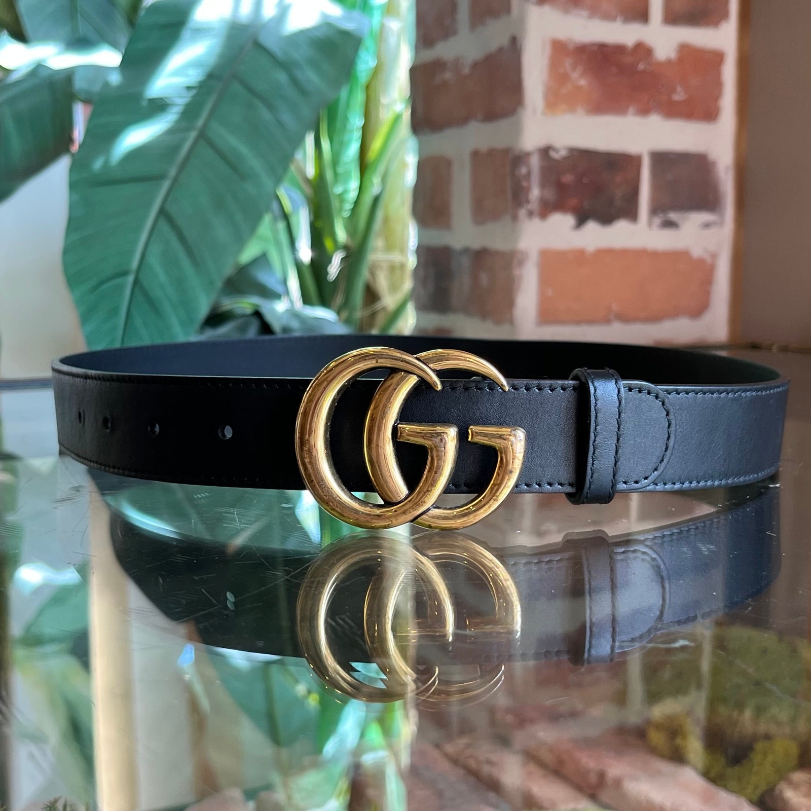Gucci Gg Marmont Black Leather Belt Sz 75/30(2us)